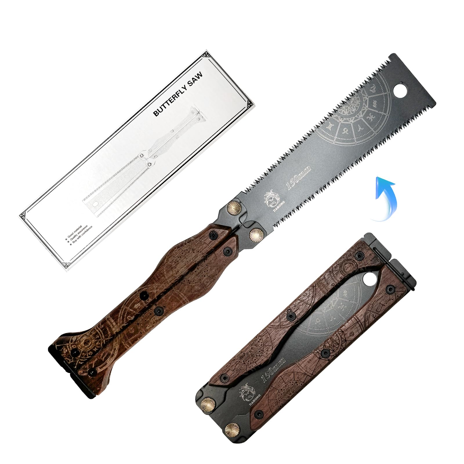 reevnnmer Folding Hand Saw | 6.5" Handle with 5.7" Blade | High-Carbon Steel (13/15 TPI) for Woodworking, Pruning, DIY, Japanese Saw, Lightweight Mini Saw, Portable Man's Gift