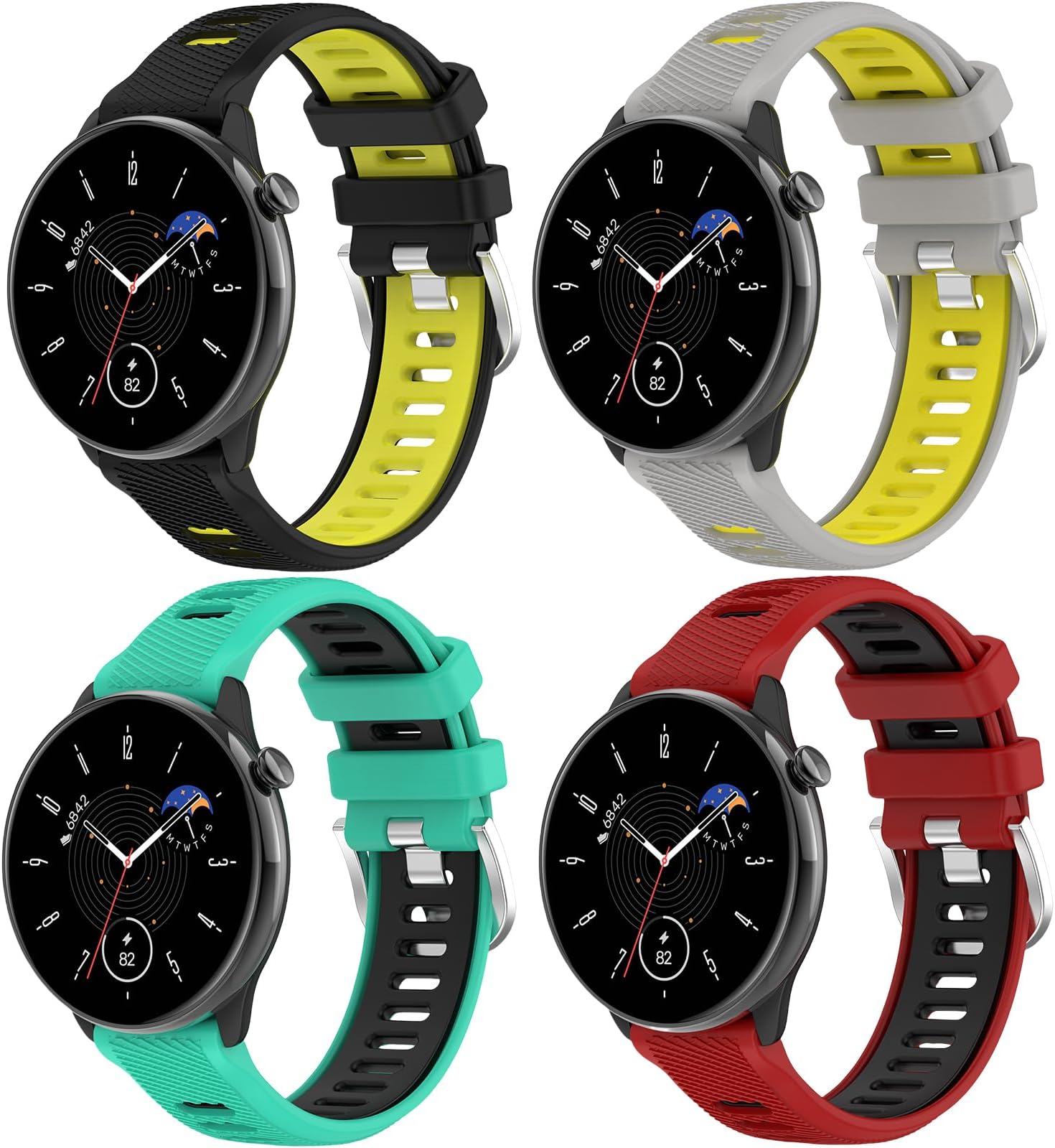 QHBAMDCompatible with Amaz-fit GTS 2 Mini/GTS 4 Mini/GTR Mini/GTR 42mm/Amaz-fit Bip 3/3 Pro/Amaz-fit GTS/GTS 2 3 4, Sports Band 20mm Soft Silicone Adjustable Watch Straps