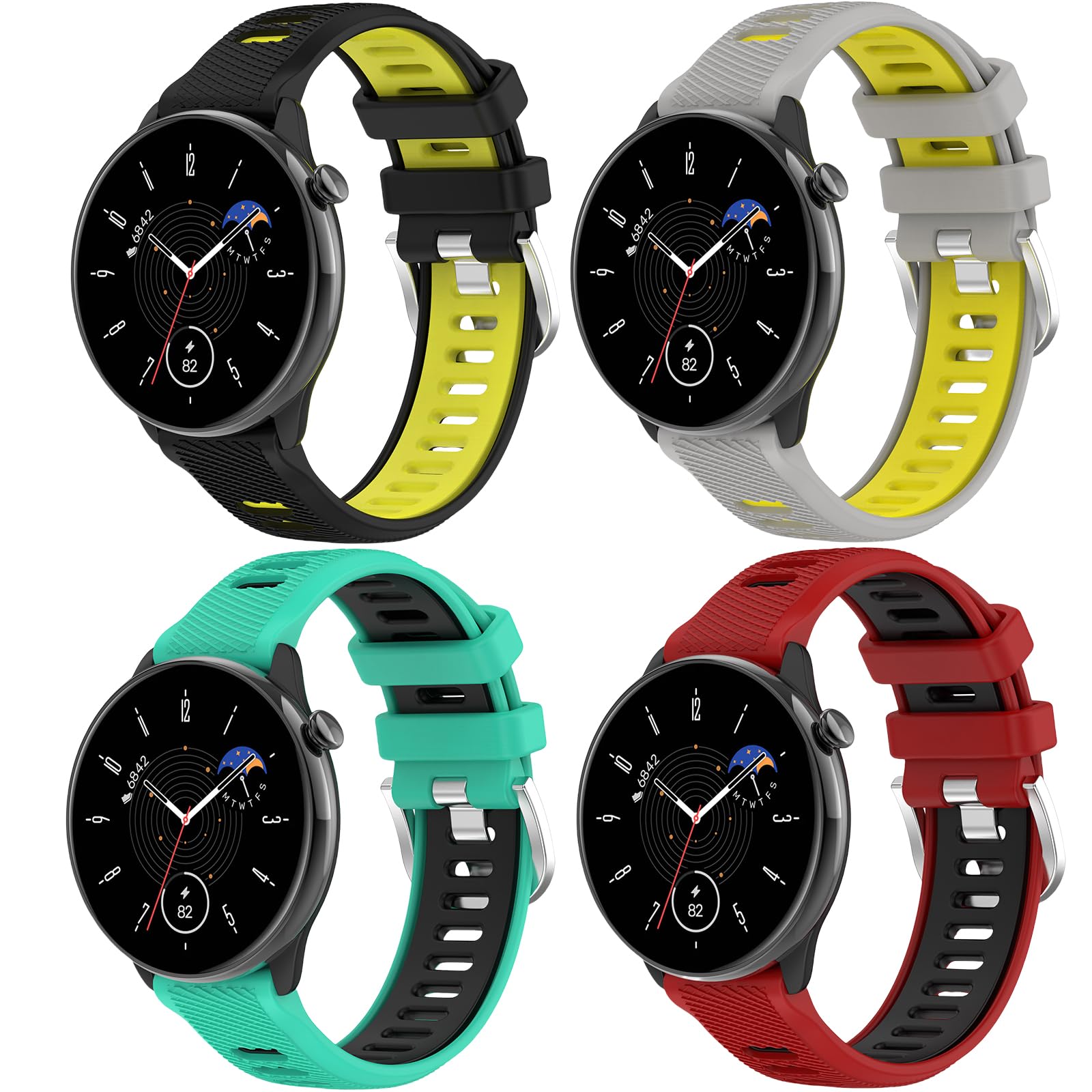 QHBAMDCompatible with Amaz-fit GTS 2 Mini/GTS 4 Mini/GTR Mini/GTR 42mm/Amaz-fit Bip 3/3 Pro/Amaz-fit GTS/GTS 2 3 4, Sports Band 20mm Soft Silicone Adjustable Watch Straps