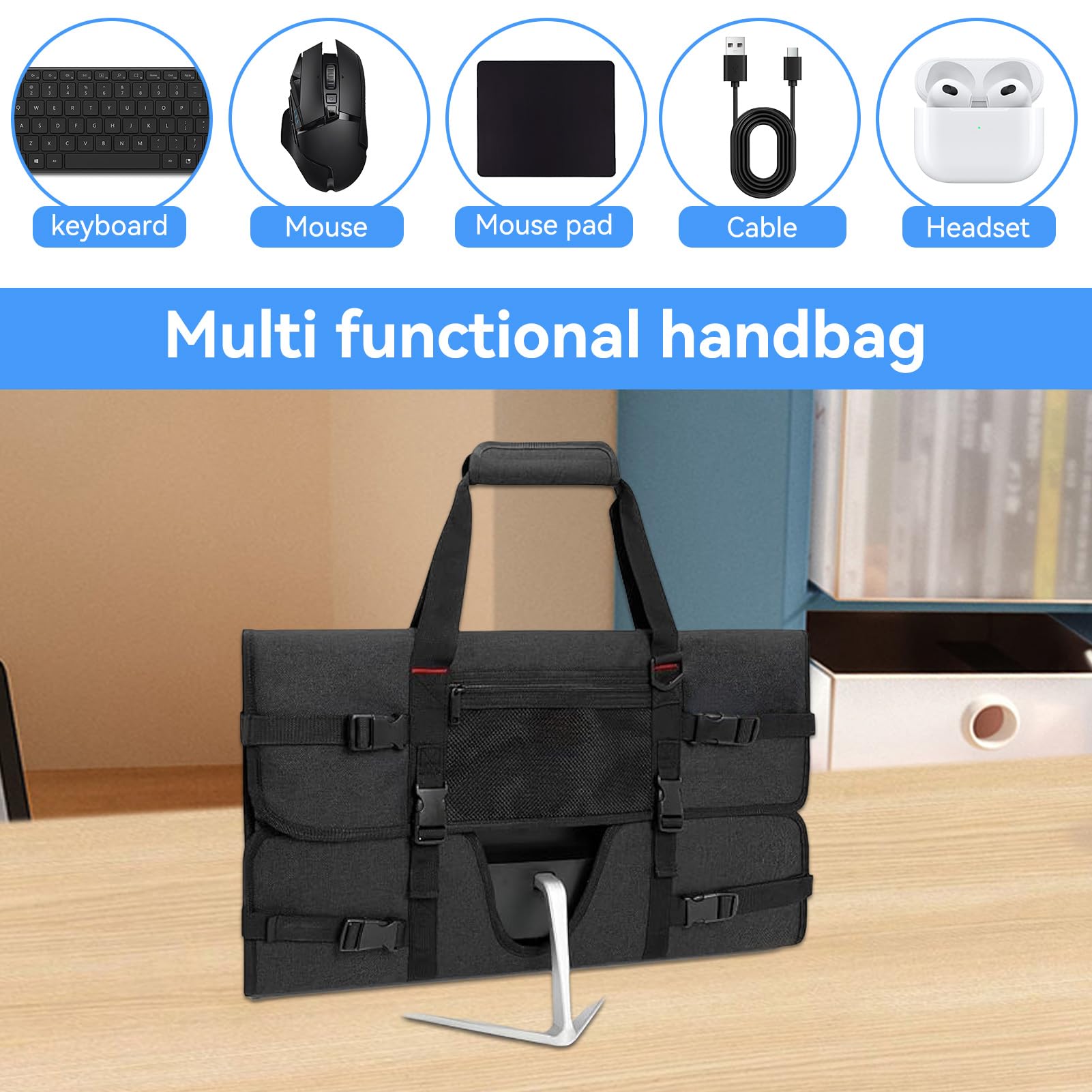 HERCHR Borsa da trasporto per monitor di computer di casa, Custodia Protettiva Portatile Borsa da Trasporto per Schermi e Monitor LCD da 24 Pollici, Impermeabile, A prova di shock