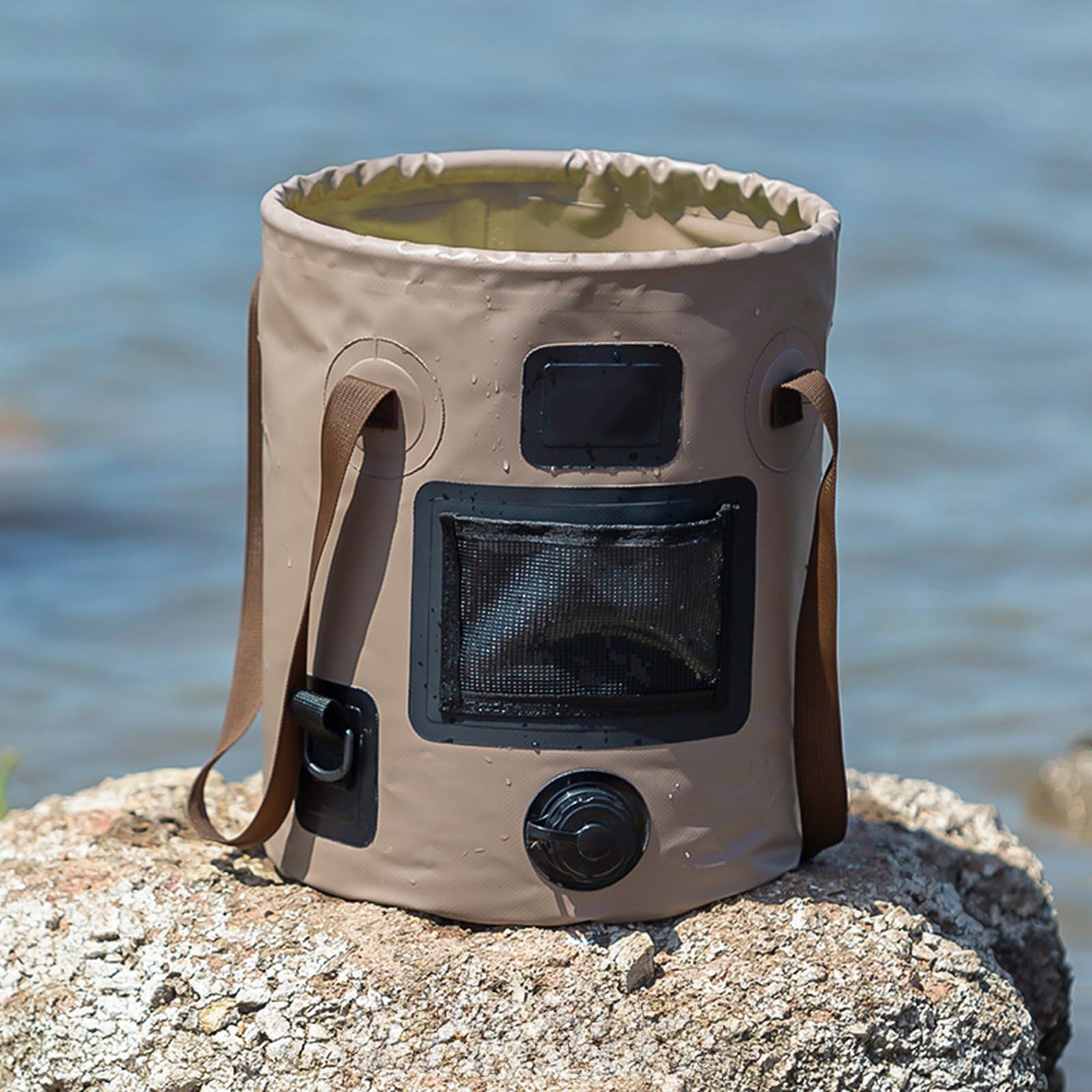 Seau pliable de grande capacité de 25 L pour camping, randonnée, pêche, excursions faciles à utiliser