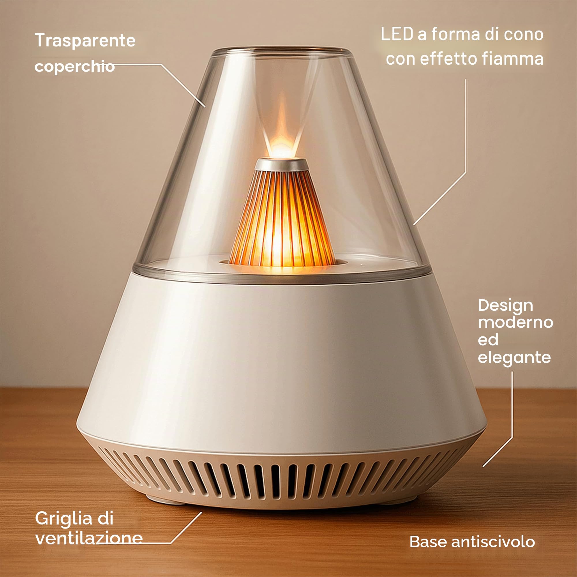 ALMA® Diffusore & Umidificatore per aromaterapia a lampada a lume di candela, diffusore di oli essenziali, 150 ml, umidificatore ad ultrasuoni a nebbia (Black)