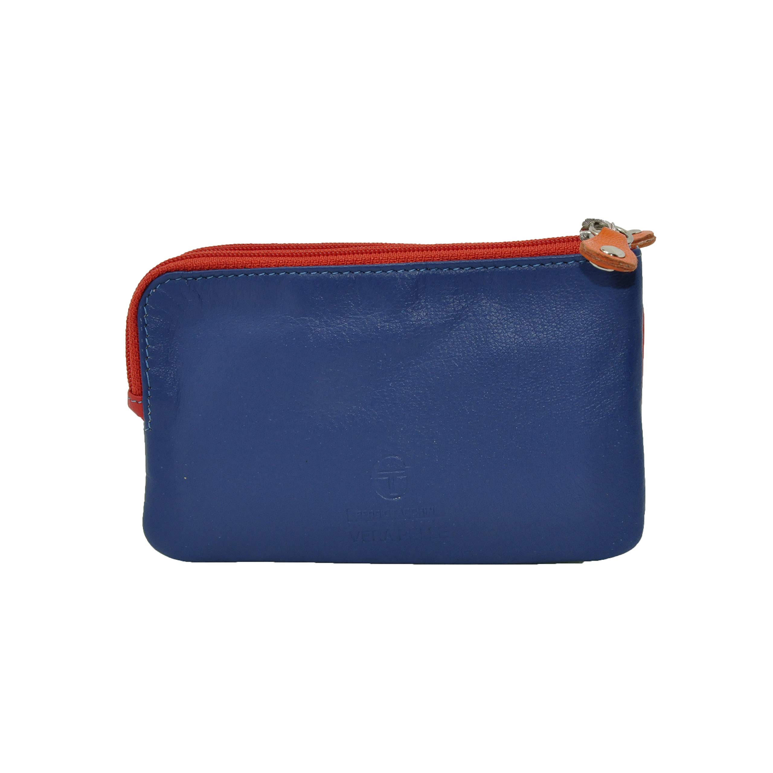 Sergio Tacchini Portachiavi Doppio in Vera Pelle Con Cerniera, Unisex (Rosso)