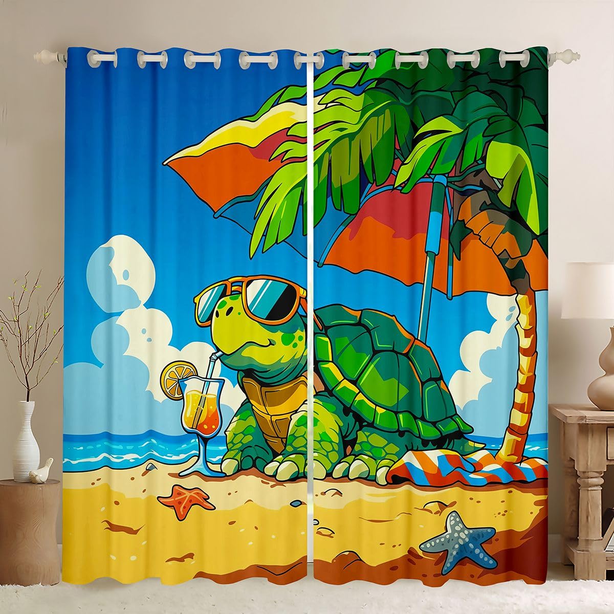 Rideau occultant 117x137 cm au design Hawaii raffiné