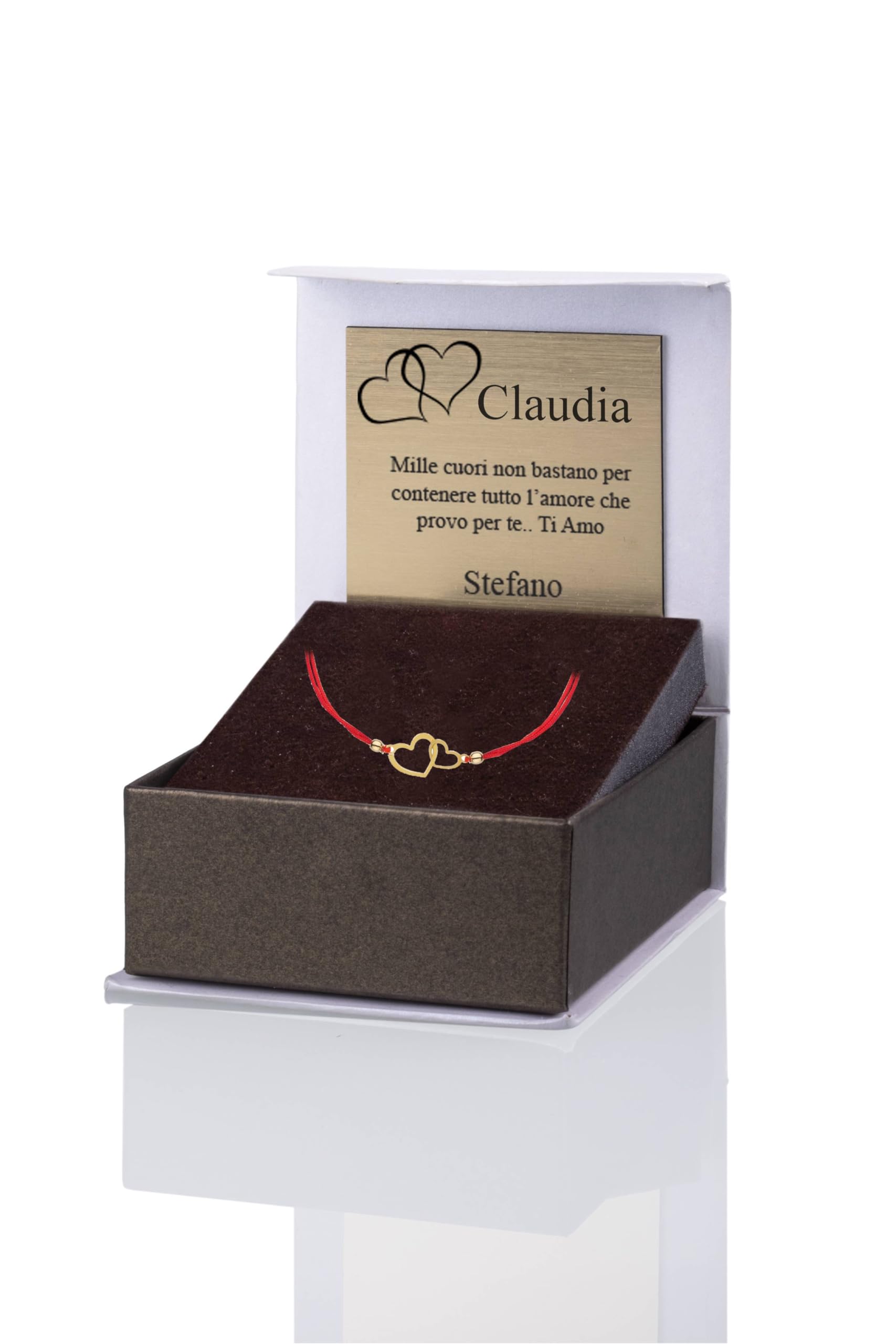 Sakrami Bracciale da Donna Cotton con Cuori Cordoncino Rosso.Idea regalo per Compleanno, Fidanzamento, Anniversario, San valentino, Cresima, Comunione, Natale + Confezione regalo Personalizzata