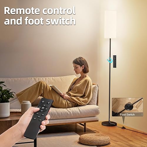 Miniatura 3 de Keepsmile Lámparas de pie LED para sala de estar, lámpara de pie regulable con control remoto, lámpara alta personalizada para dormitorio con