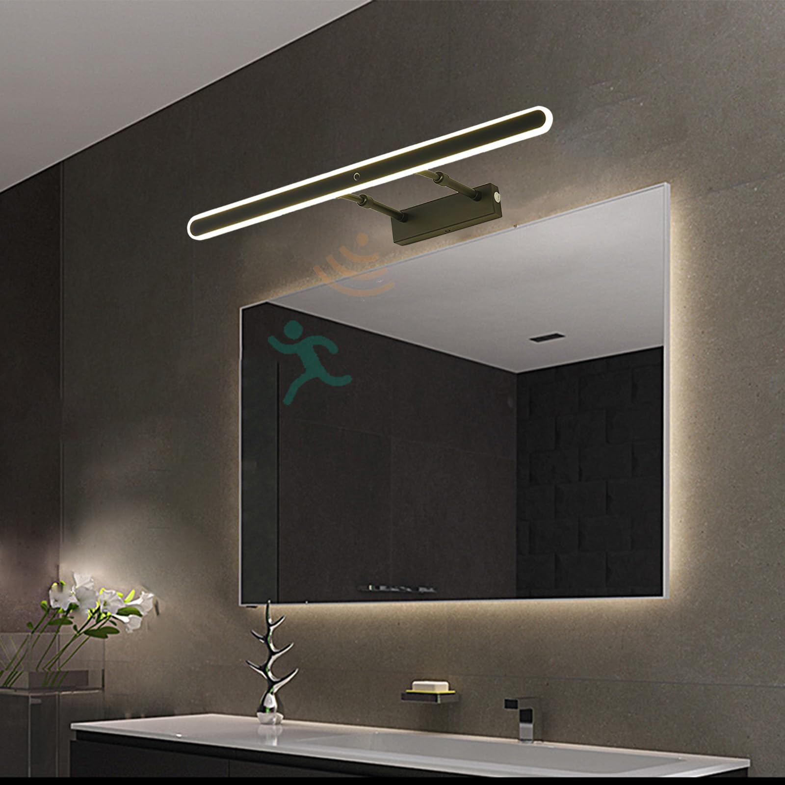 Apliques de pared modernos LED en negro con detector de movimiento inteligente 8