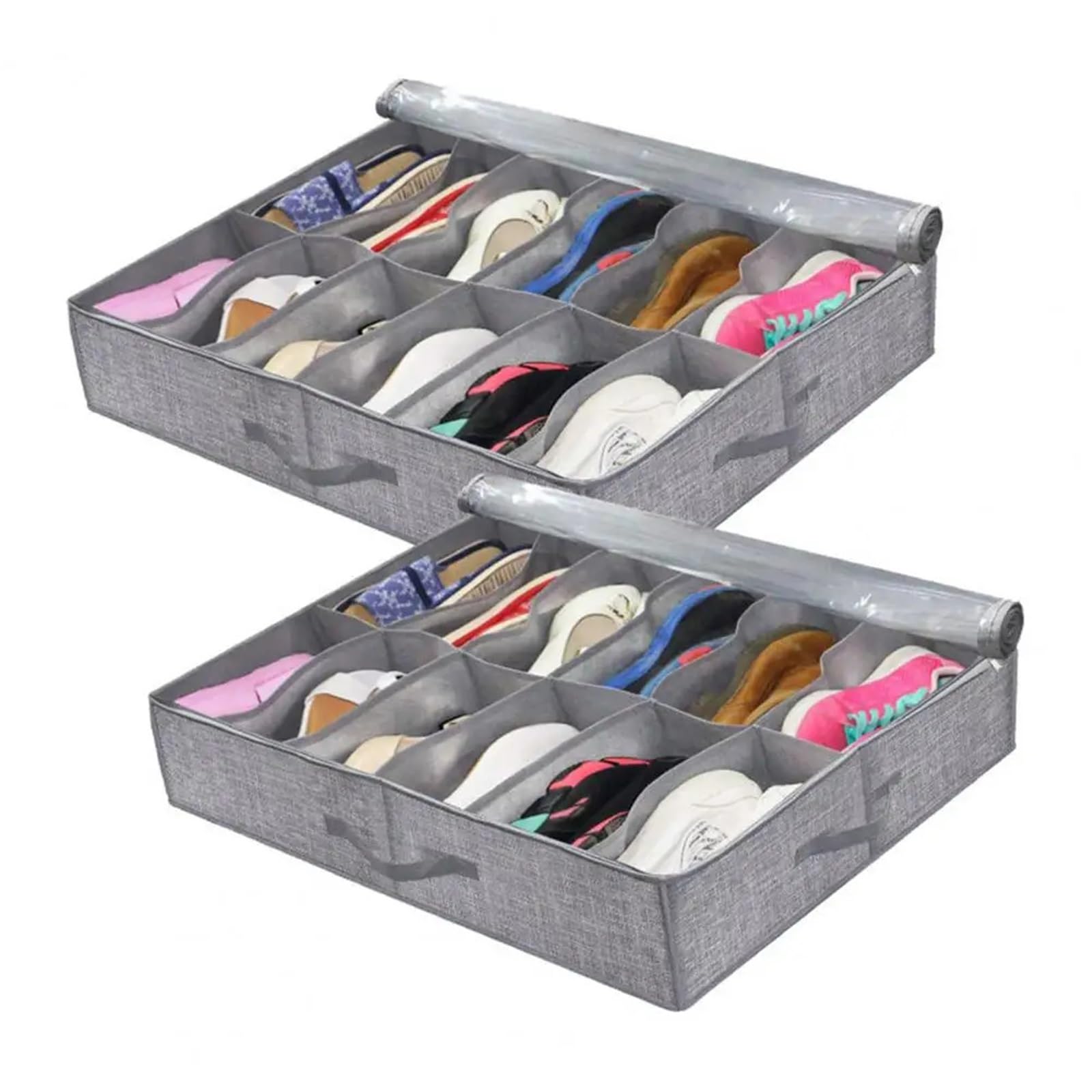 Organizzatore Di Scarpe Sotto Il Letto Shoe Box Shoe Storage Box Shoes Storage Bag With Handles Collapsible Shoe Boot Container Organizer With For Easy Per Risparmiare Spazio(Dark gray)