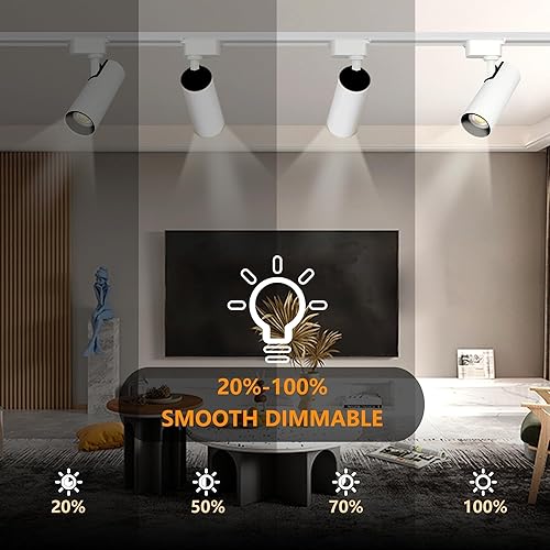 Miniatura 3 de Paquete de 6 cabezales LED de iluminación de riel, 3000 K blanco cálido, compatibles con rieles de iluminación de riel tipo H de un solo circuito,