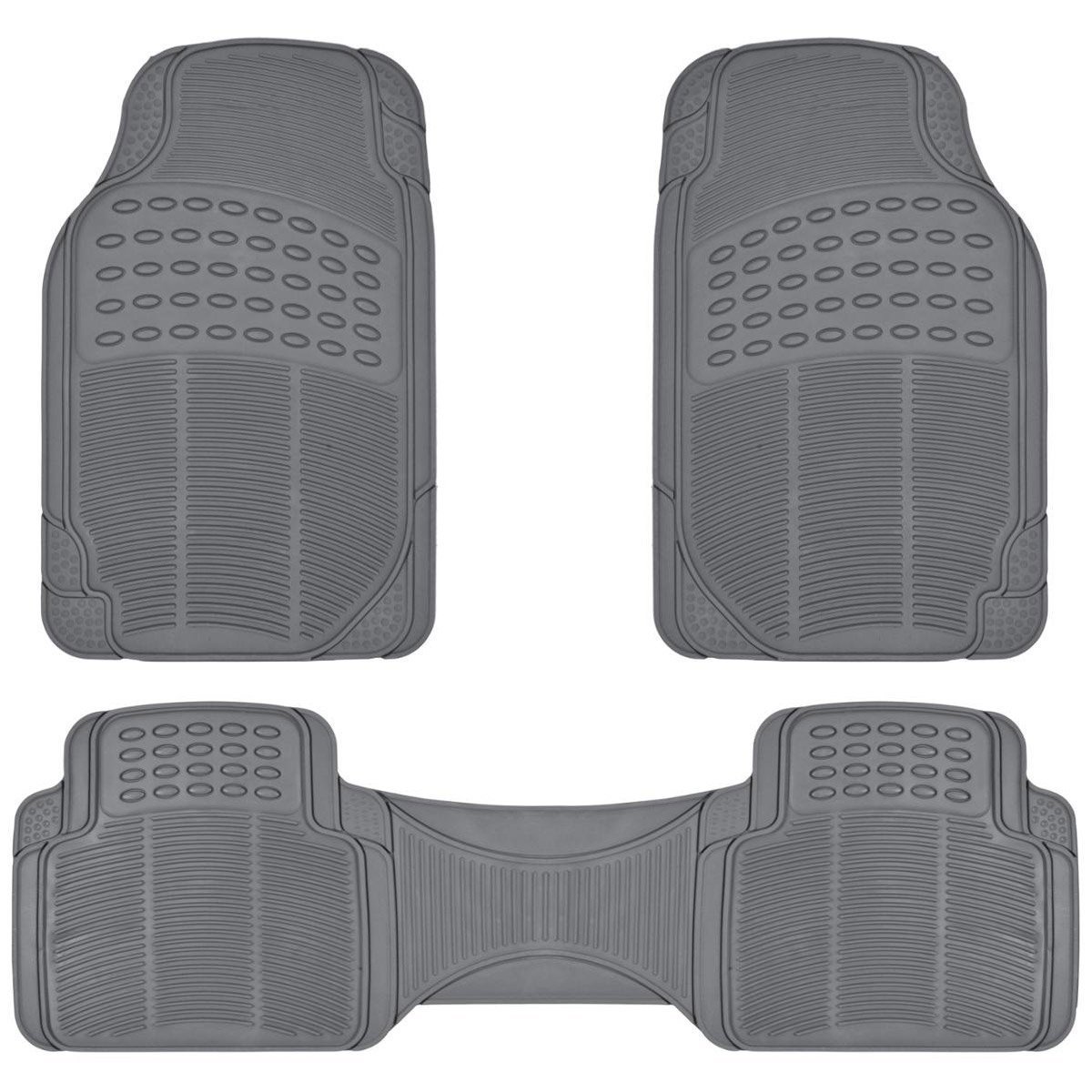 AutoSphere Universal Fit Heavy Duty Weather Resistant Floor Mat (Gray) (3 Piece for your Car, SUV & Truck)