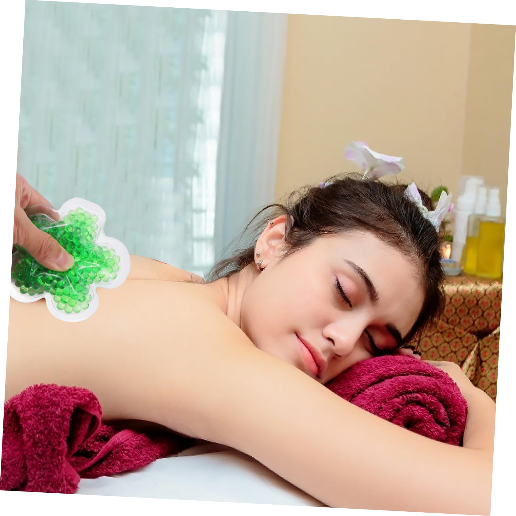 Busta Ghiaccio Gel Riutilizzabile 4 Pezzi Verde in Gel Pvc | Freddo e Caldo, per Skincare Trattamento e Terapia Compressa, Formato Compatto