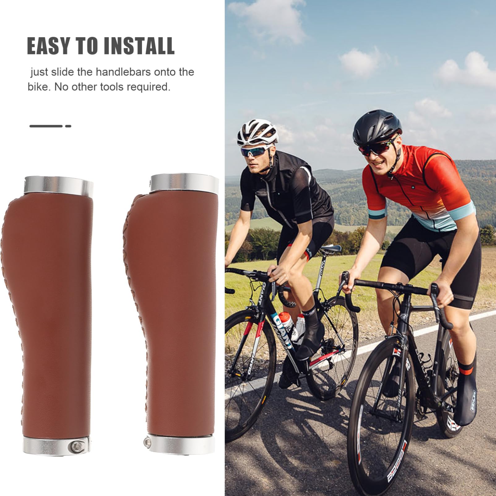 INOOMP 4pièces Poignées Antidérapantes PU pour Vélos De Guidon Élastique Et Confortable Accessoire pour Cyclisme Et Ville