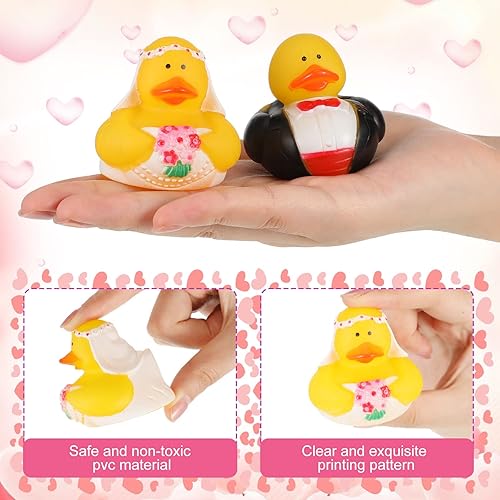 Miniatura 3 de Jexine 24 piezas de patos de goma de boda para novia y novio, decoraciones a granel, bolsa de regalo de boda, regalos de matrimonio, regalos