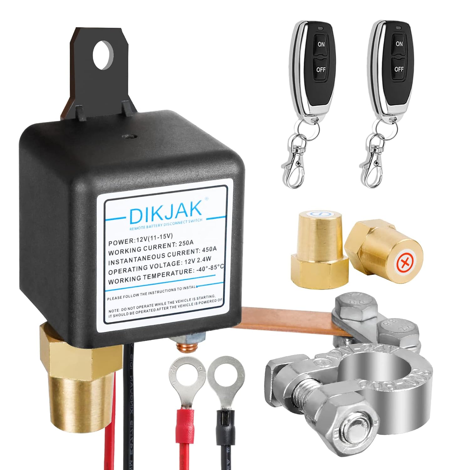 DIKJAK Remote Battery Disconnect Switch for Car Auto RV