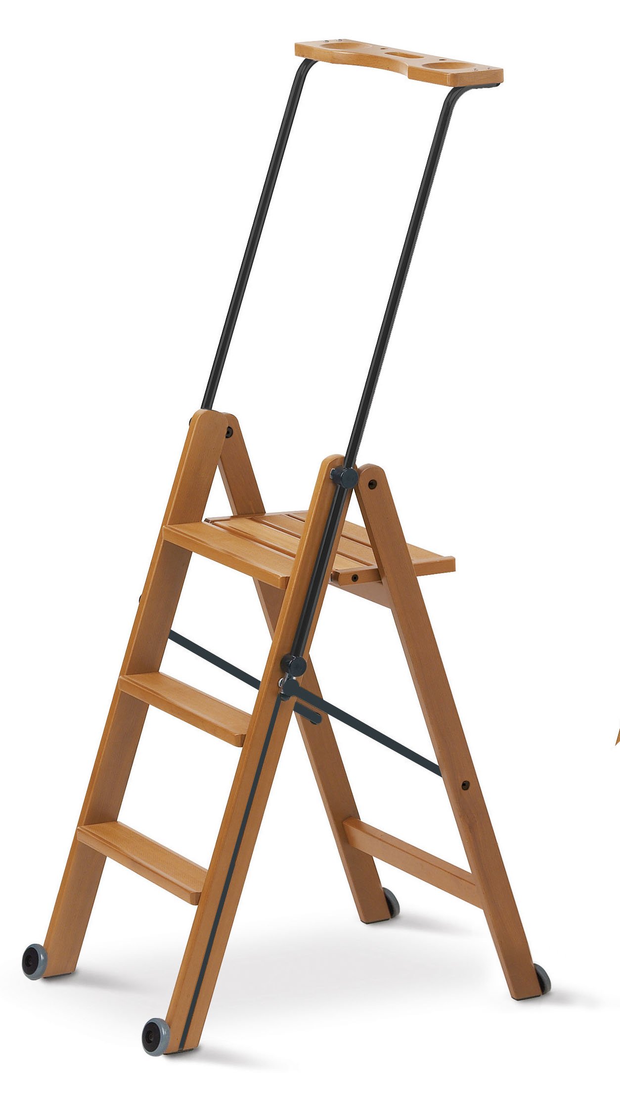 170/3 TUSCANIA Escalera 3 Peldaños En Madera De Haya Maciza Cereza