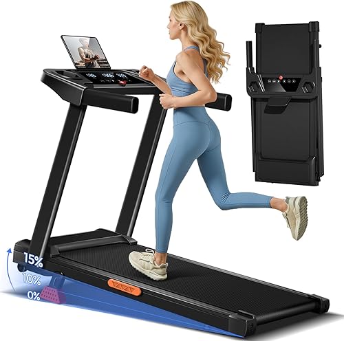 3-in-1 Foldable Treadmill with 15% Incline, Portable Treadmills for Home and Office, Folding Treadmill with Handles, 3.0HP Quiet Walking Pad with