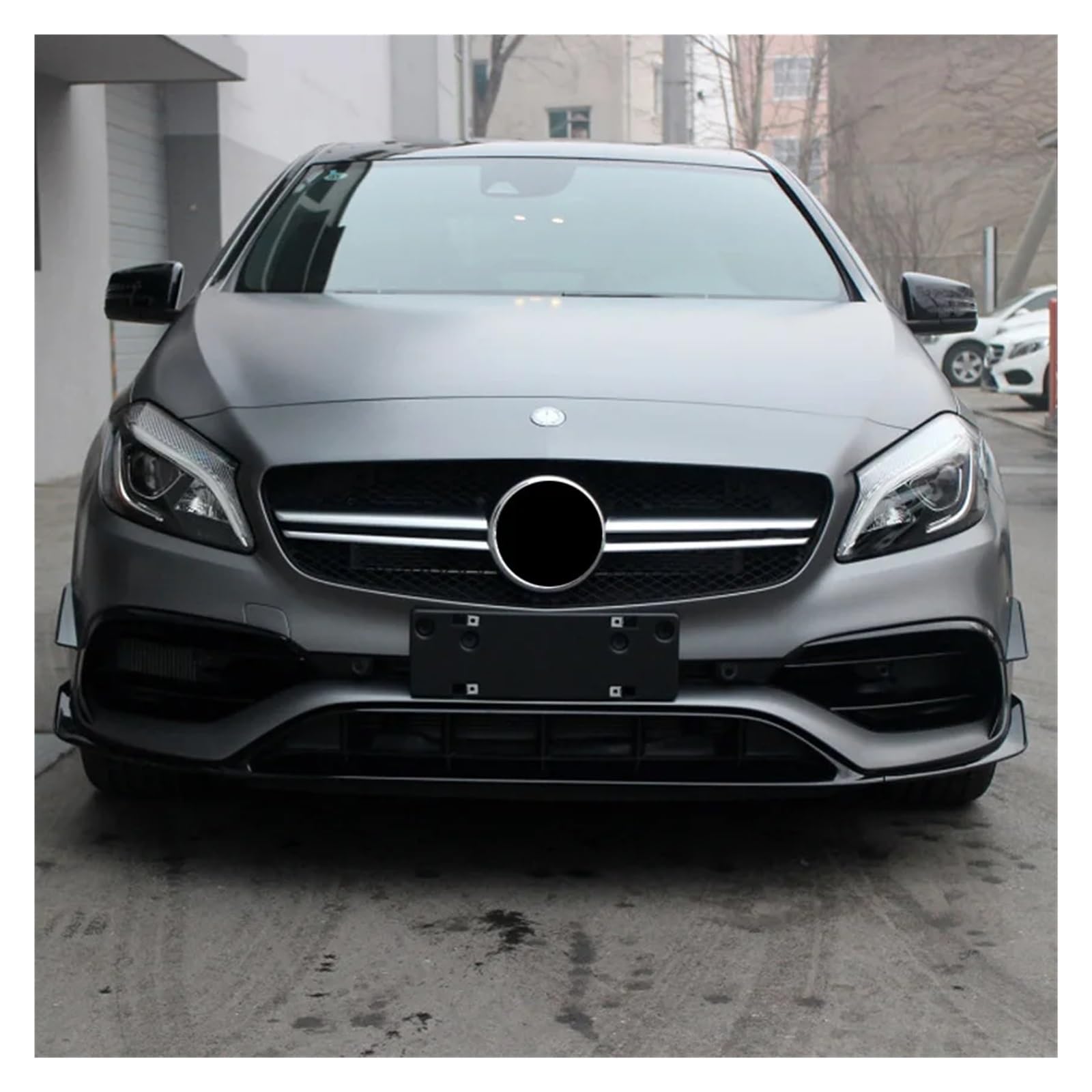 Lyjstore Labio de Parachoques Delantero Compatible para Mercedes Clase A W176 A200 A250 A45 AMG Hatchback Sport 2016-2018 Accesorios divisores alerón Negro Brillante Autos de Piezas