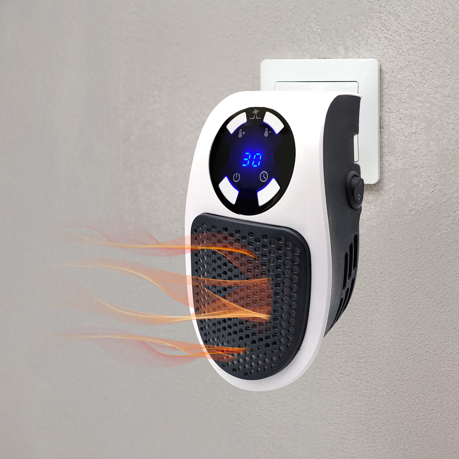 Stufetta Elettrica da Presa 500W a Risparmio Energetico, Termoventilatore Silenzioso con Termostato 15°-32°C, Timer 12h, Display LED, Doppia Velocità, Spegnimento Automatico