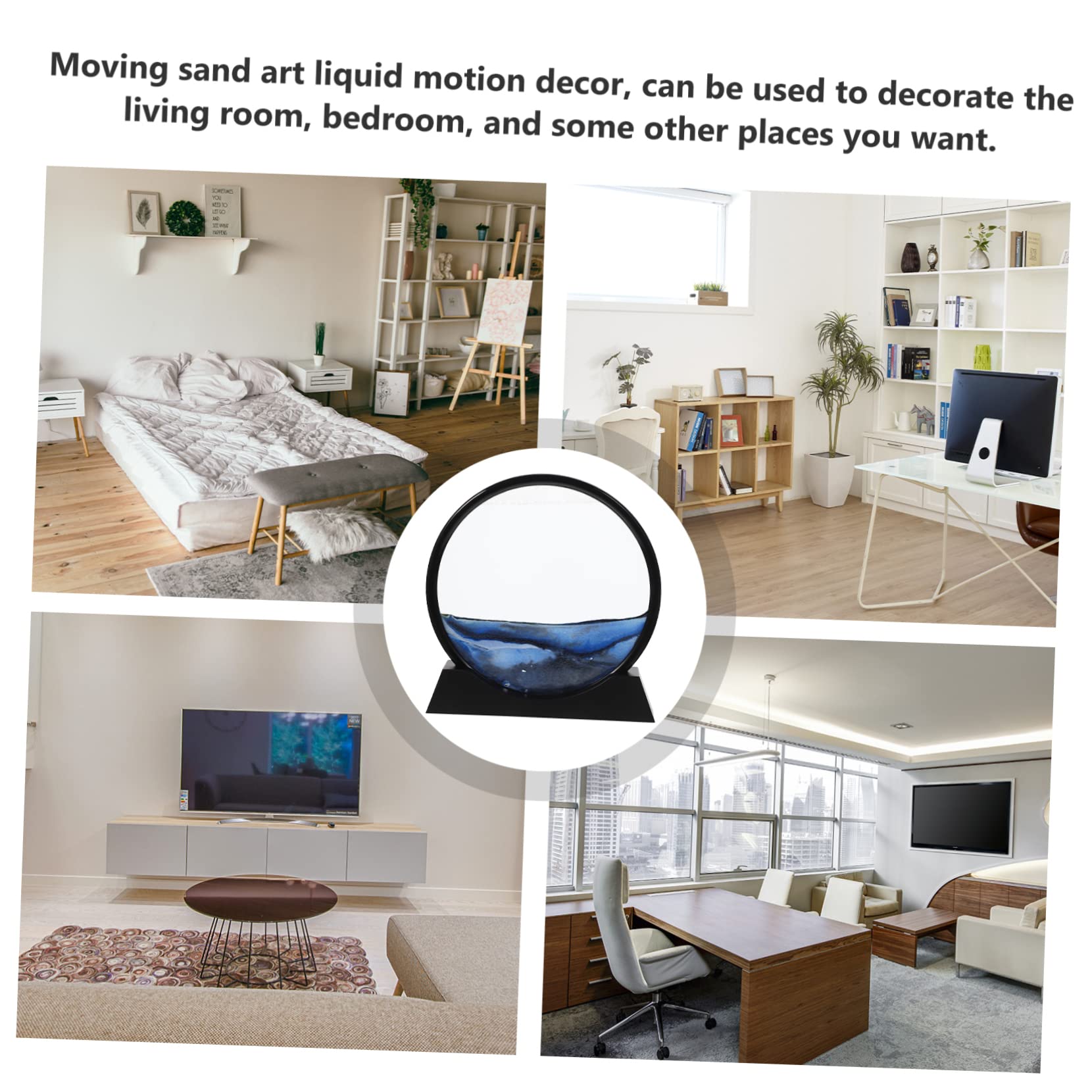 UPKOCH Cuadro de Arena Líquida Dinámica Paisajística 3D 12inch | Decoración para Casa y Oficina, Color Azul, Abs Agua y Arena, Estilo Elegante y Simple