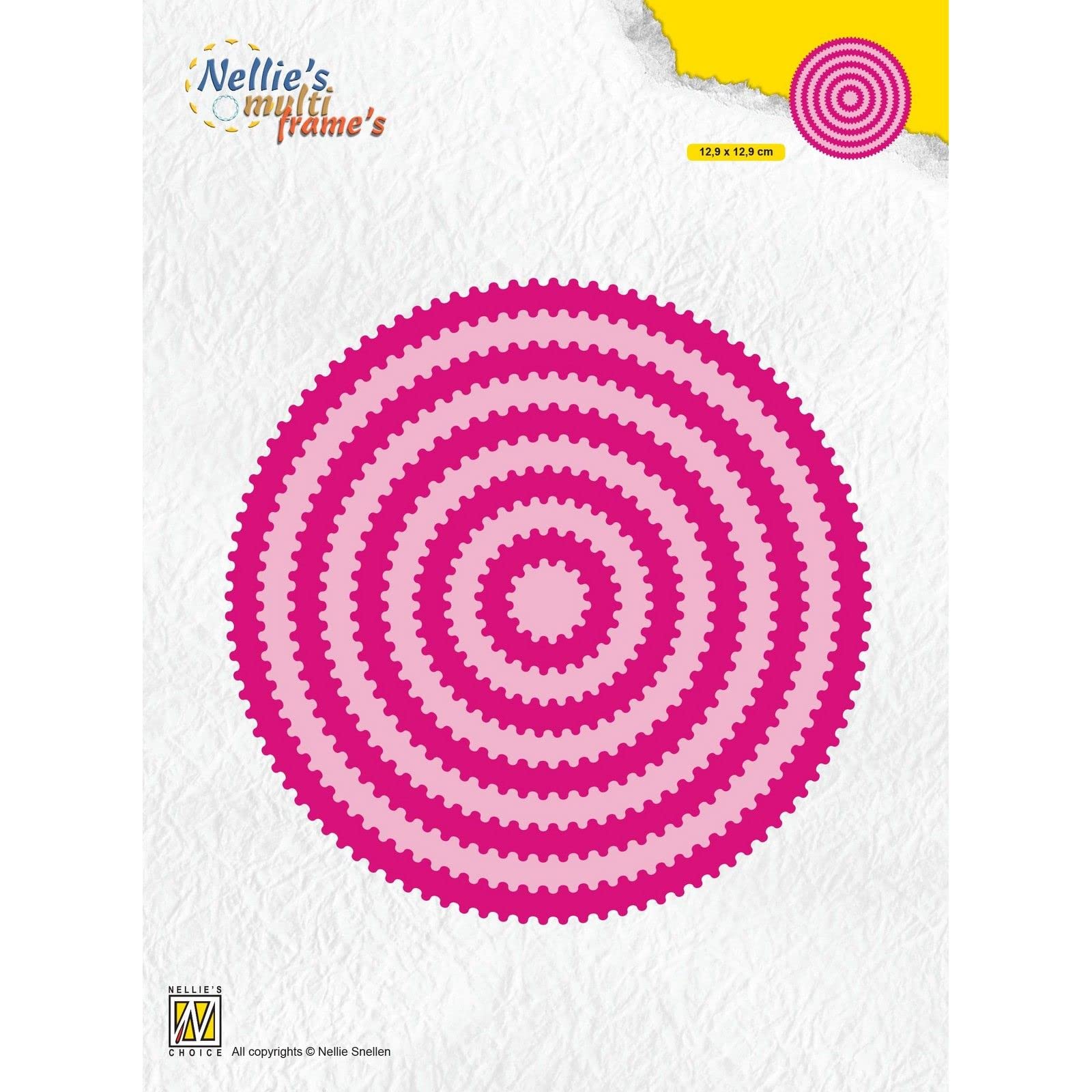 Nellie's Choice Nesting, Circle Multi Frame, 12.9 x 12.9 cm, 10 Cutting, Card Making Supplies, Metal Dies for Scrapbooking, DIY and Paper Crafts, Pink, 129x129mm