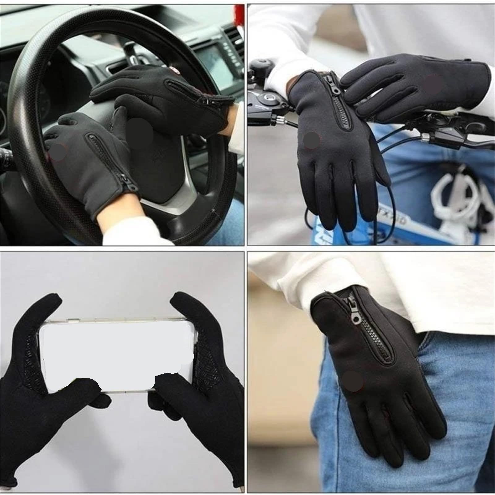 Kletterhandschuhe 1 Paar Winter Handschuhe for Männer Wasserdicht Winddicht Kalt Handschuhe Snowboard Motorrad Reiten Fahren Warm Zipper Handschuh(M)
