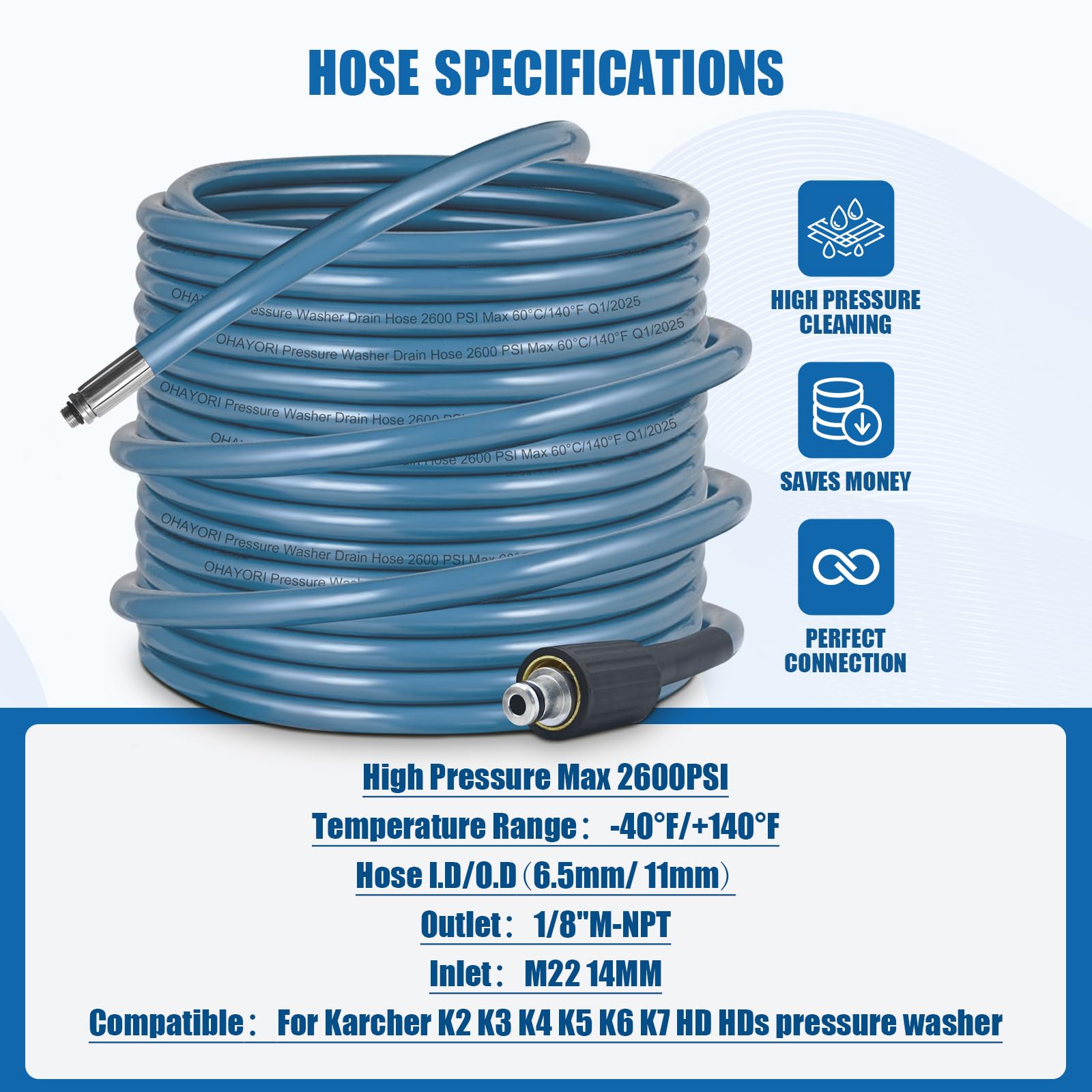 10M Tubo Di Pulizia Per Kärcher Lavor Idropulitrice Scarico + Ugelli - Foto 14