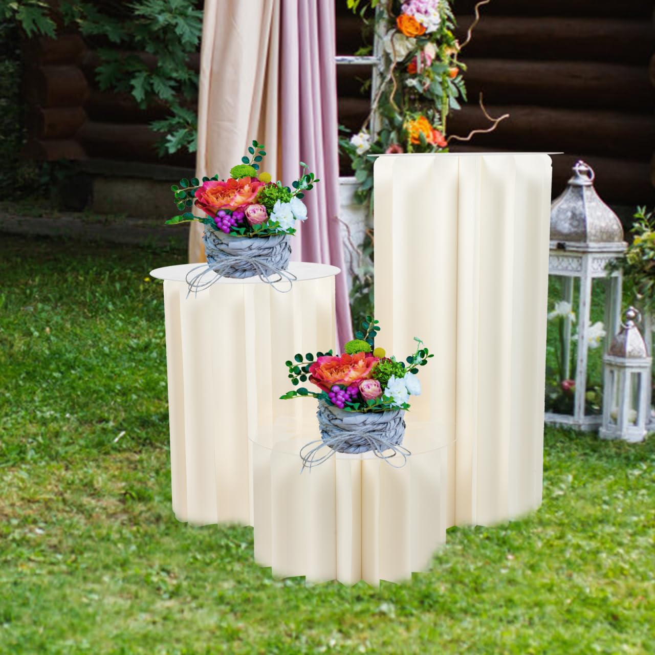 TOPBATHY Colonne Romaine Pliable en Papier avec Couvercle Acrylique 22.64 X 11.81 in Pilier Décoratif Élégant pour Mariage Présentoir De Dessert Et Événements