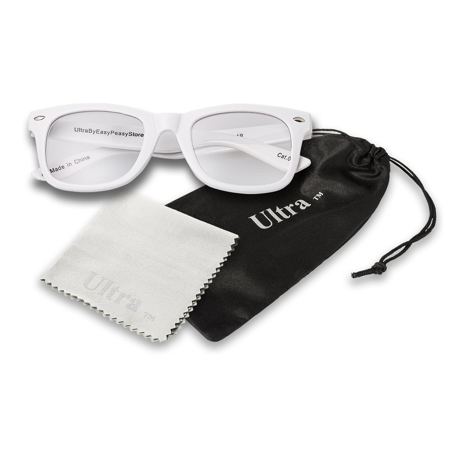 UltraByEasyPeasyStore Ultra White Kids Costume Glasses Clear Lens Nerd Geek Hipster Style - Fancy Dress World Book Day Accessories for Boys Girls Age 3-10 โ image 1
