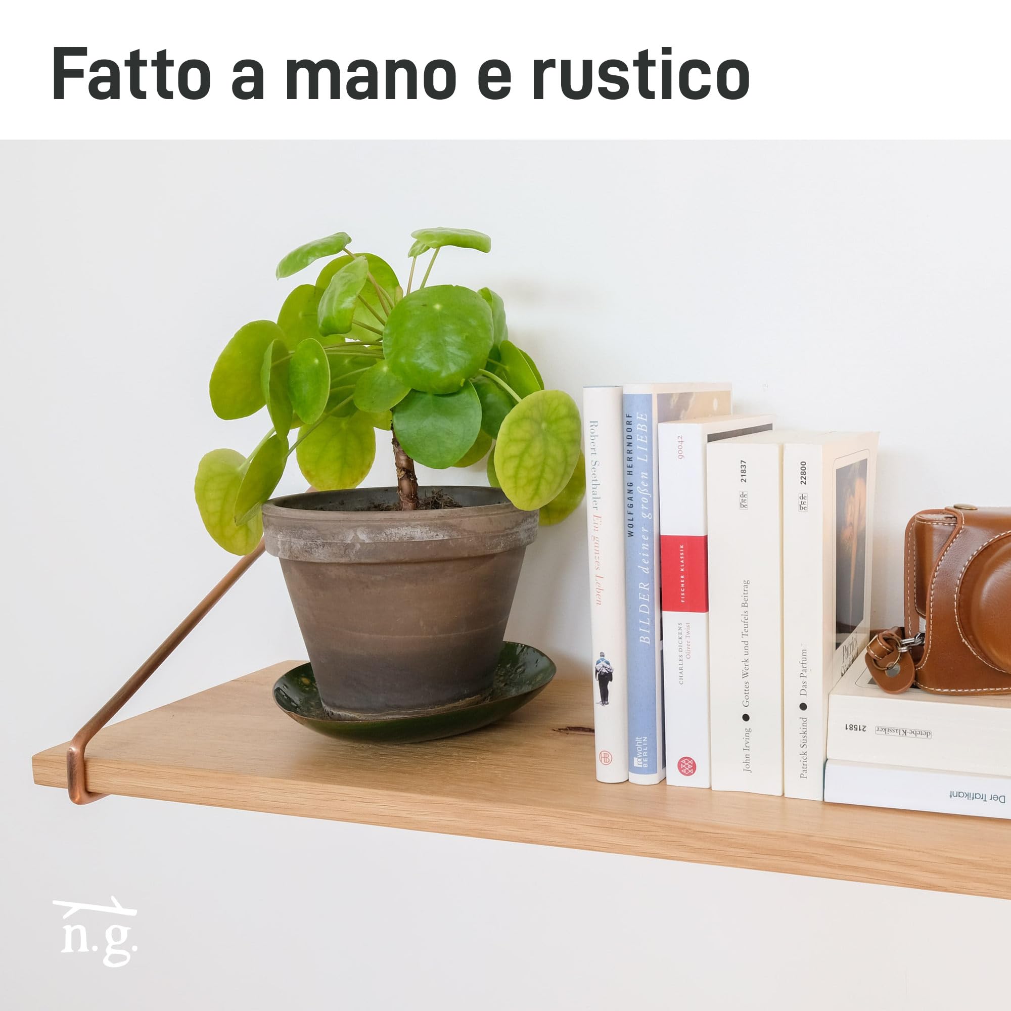 Mensola in legno di quercia da parete, mensola da cucina, davanzale, in legno massiccio, molte misure, stile rustico, supporto per libri, decorazione (profondità 20 cm, larghezza 200 cm