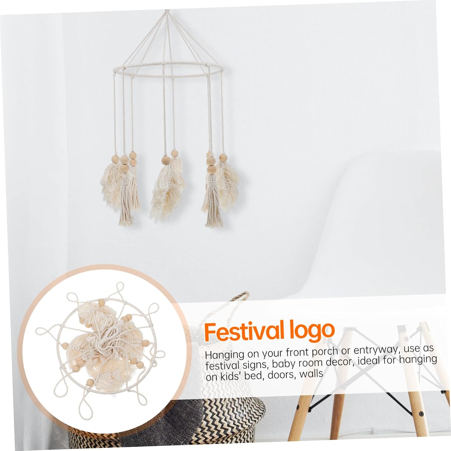 ORFOFE Wall Backdrop Decor Tassel Elegant Leaf Hanging Ornament for Home Decor