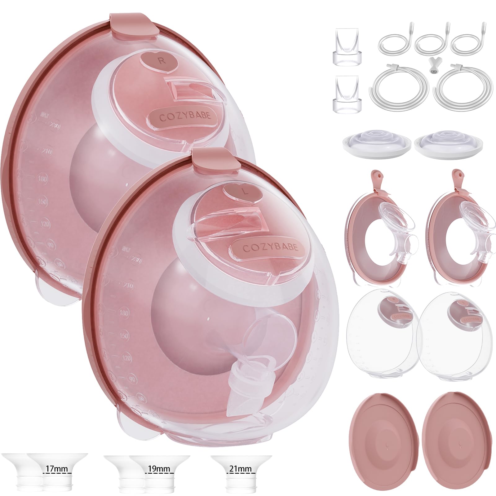 Photo 1 of Two Complete Sets Compatible with Momcozy V1 Pro/V2 Pro Breast Pump Replacement Parts (24mm Two Complete Sets with 17/19/21mm Flanges)