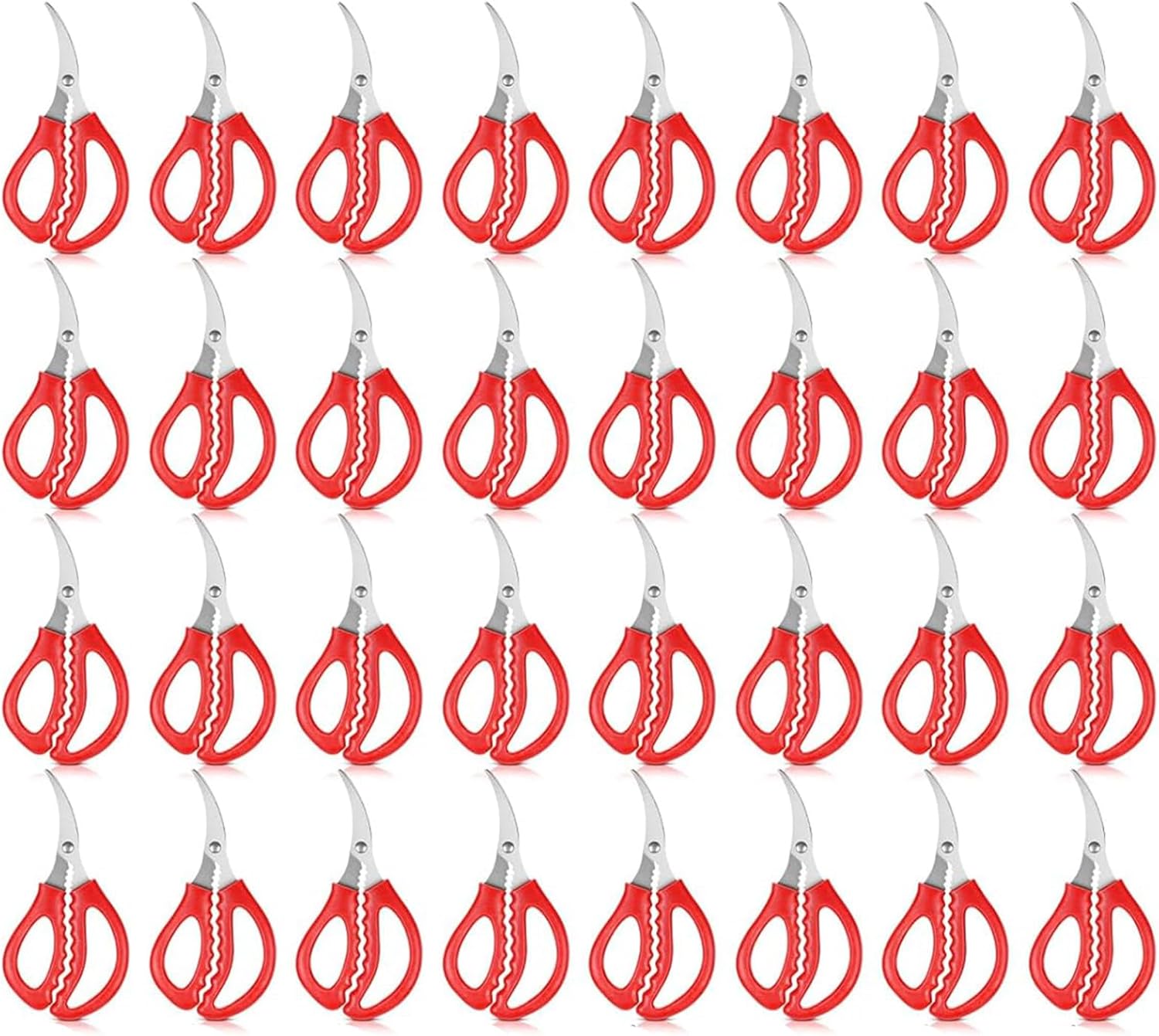 32PCS Red Seafood Scissors Bulk - Multifunctional Crab Leg Crackers for Kitchen Seafood Peeling