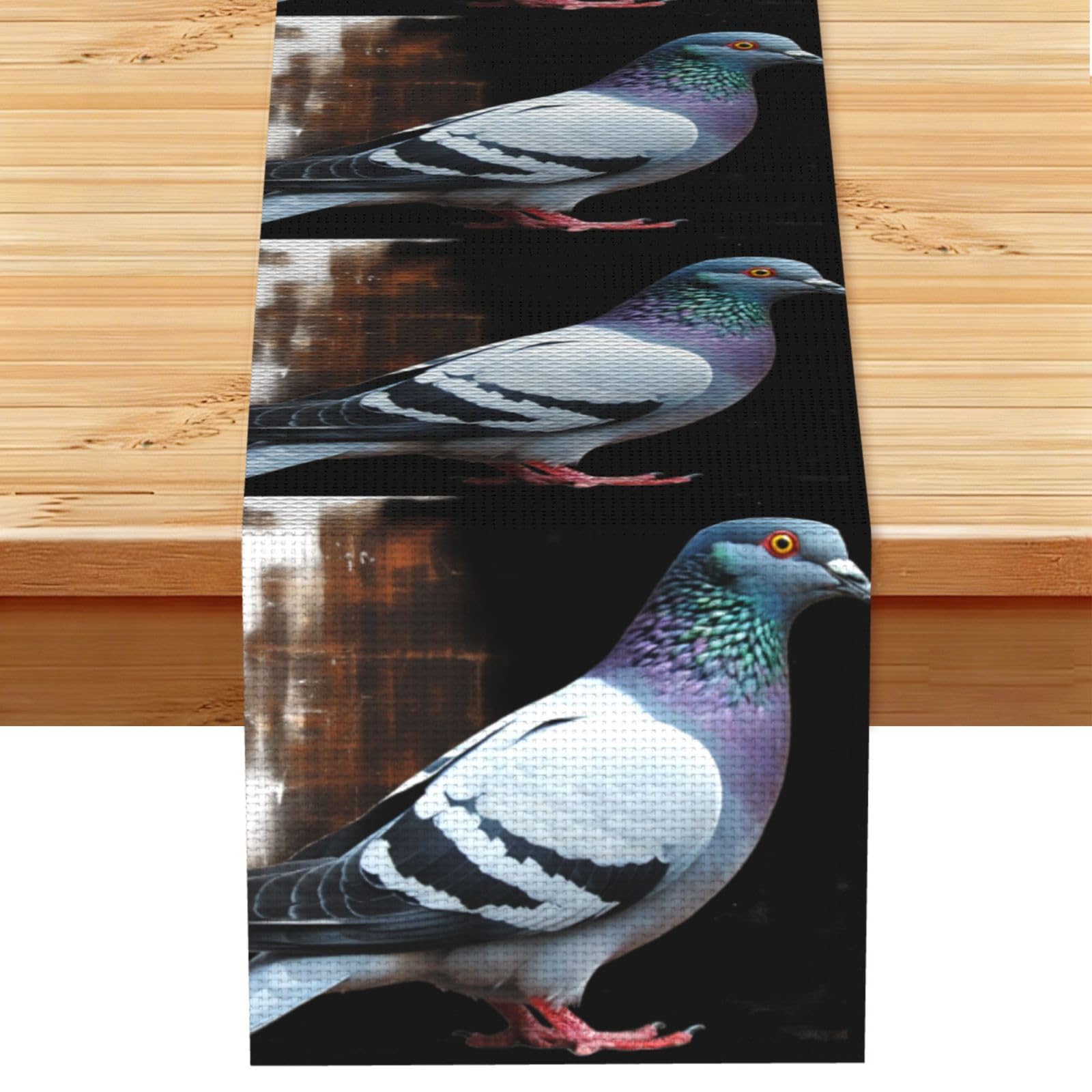 Pigeon Table Runner 13 x 72 Inches Long, Cotton Linen Table Runners for Kitchen Dining Table Decoration - Washable Tablecloth Modern Tablerunner for Home Party Decor