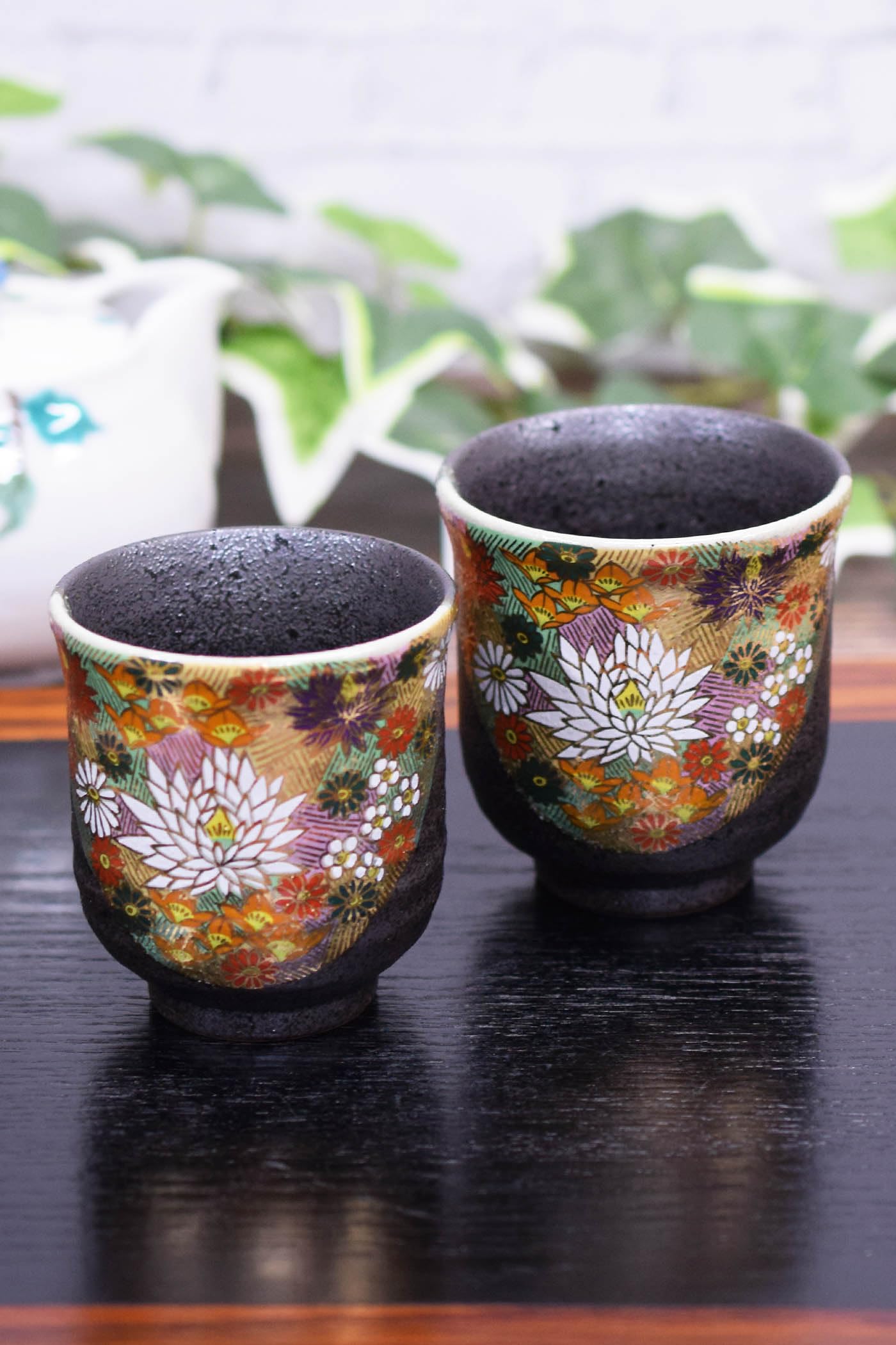 Amazon | 和座の蔵 おしゃれ ペア 湯呑み 九谷焼 夫婦湯呑み 花詰 陶器