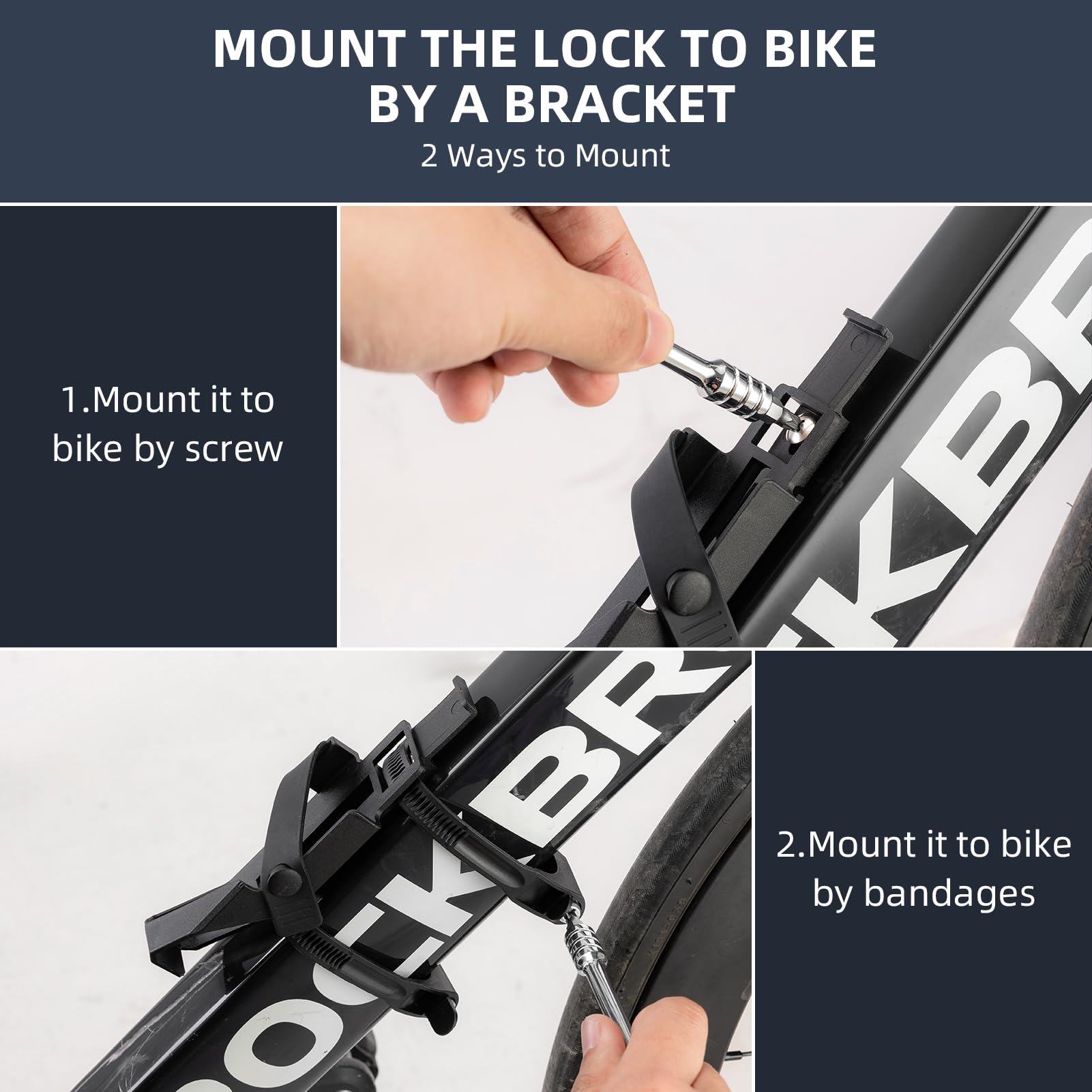 ROCKBROS Antivol pliable pour vélo avec support de montage, alliage durable, 67 cm