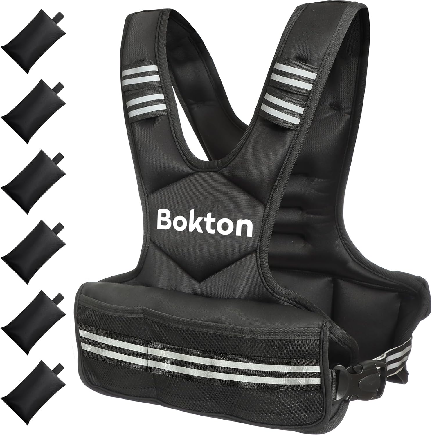 Weighted Vest for Men and Women, 4-10lb/9-18lb Vest with 6 Ironsand Weights for Home Workouts, Adjustable Body Weight Vest Exercise Set for Strength Training, running, walking, Cardio 20-32 lbs Black