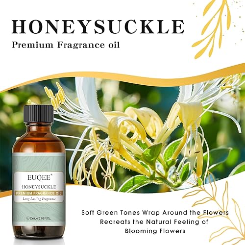 Miniatura 2 de EUQEE Aceite esencial de fragancia Honeysuckle de 2.02 onzas líquidas de capacidad, con cuentagotas de vidrio para hacer velas, bombas de baño de