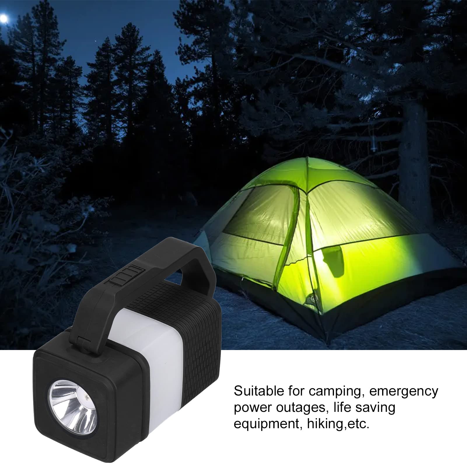 Lampka kempingowa Vomeko, wielofunkcja lampy namiotowej, lampa awaryjna, latarka USB z lampą awaryjną głośnikową, do oświetlenia zewnętrznego (,)