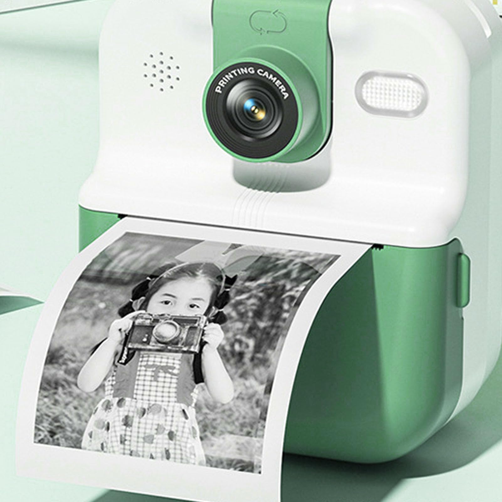 Fotocamera a Stampa Istantanea, Fotocamere Digitali per Foto a Stampa Istantanea HD da 48 MP, Fotocamera Istantanea per Selfie con Schermo IPS da 2,4 Pollici con Obiettivo (verde
