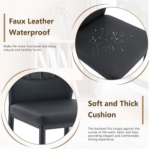 Miniatura 6 de Set of 4 Dining Chairs with Ergonomic Shell-Pattern Backrest, 37 Inches High - Tech Fabric Comfort for Dining Room, Kitchen, and Table & Chair