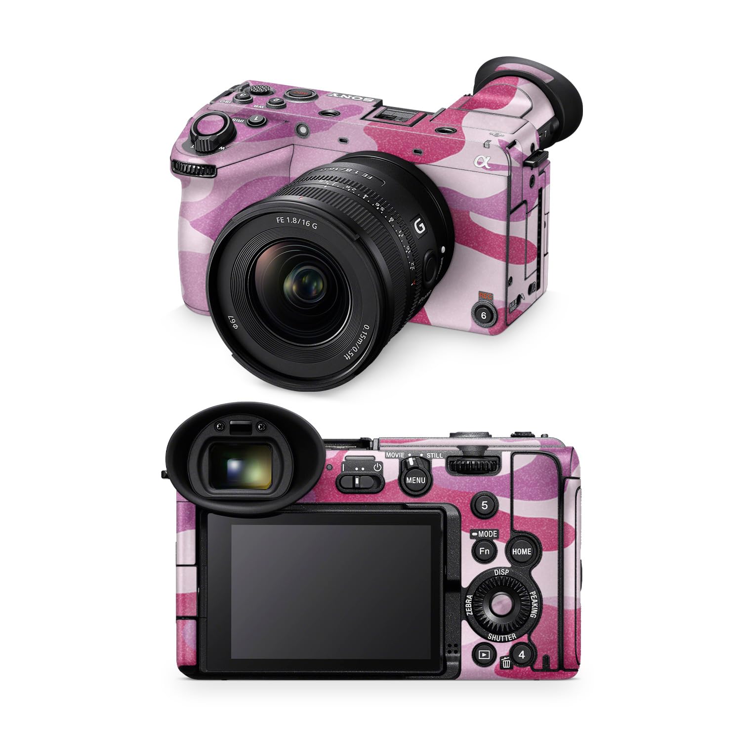 Glossy Glitter Camera Skin Compatible with Sony FX2 Digital Camera (2025) - Pink Camo - Premium 3M Vinyl Protective Wrap Decal Cover - Easy to Apply | Crafted in the USA by MightySkins