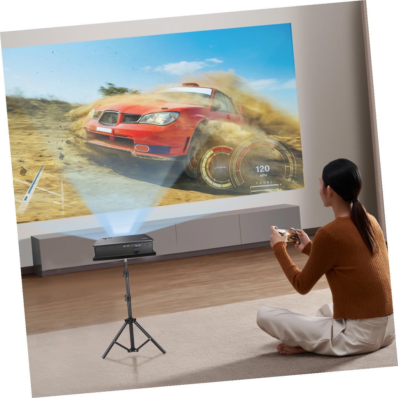 Trípode para Proyector Ajustable con Bandeja de Hierro Abs Negro