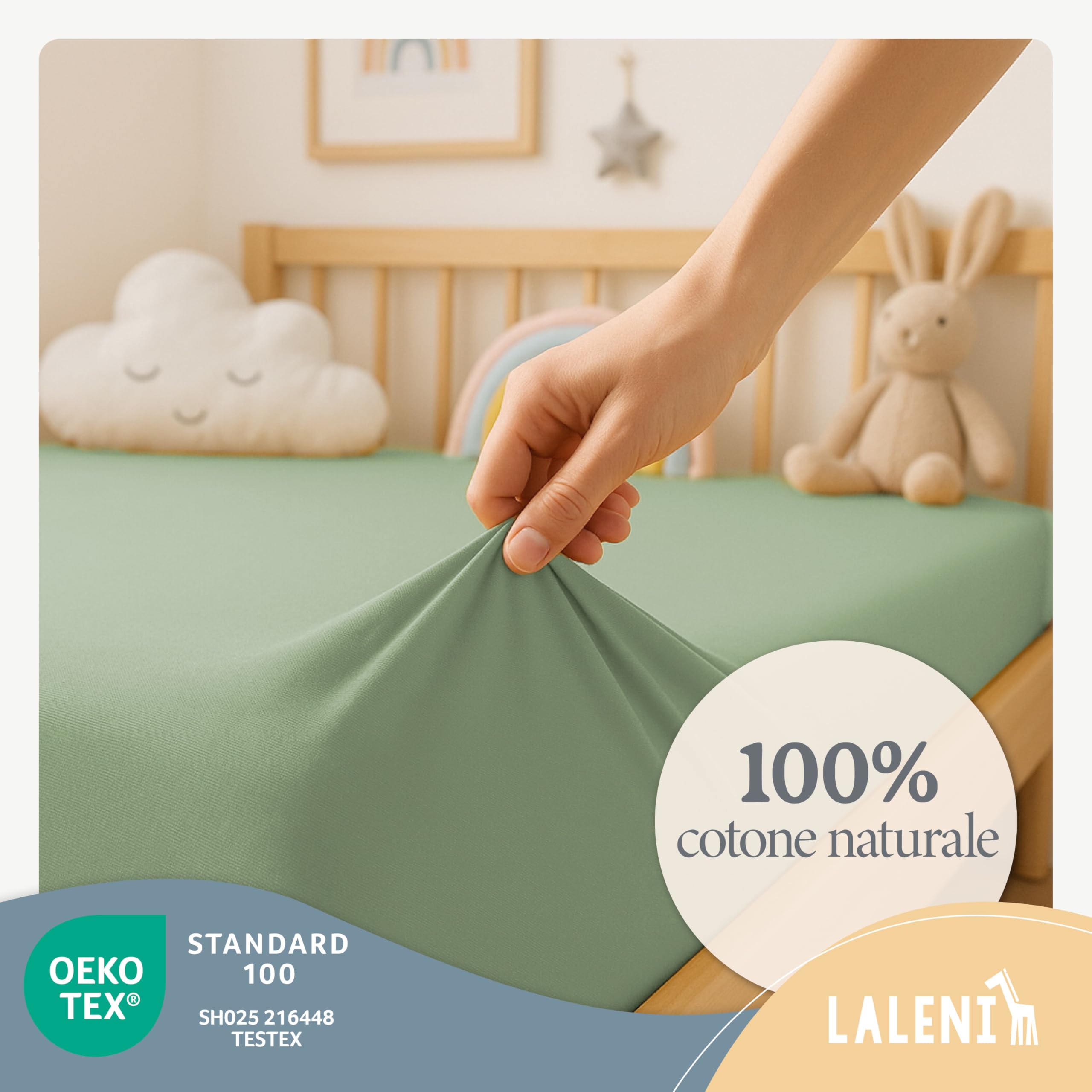 Laleni Sabana Bajera 60to70x120to140x15cm Oeko-Tex - sabanaja Bajera 100% Algodon para Cama de Infantil Simple-Ropa de Cama Infantil - para Cuna Bebe Color Summer Green - Verde — view 3