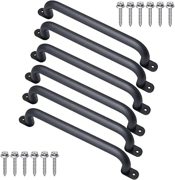 17 Inch Black Playground Handles Indoor Kids Monkey Bar Ladders 6Pcs | Heavy Duty Solid Metal, Non-Slip Matte Black Powder Coating, Comfy Secure Hand Grips for Playset Swing Set Climbing Frame