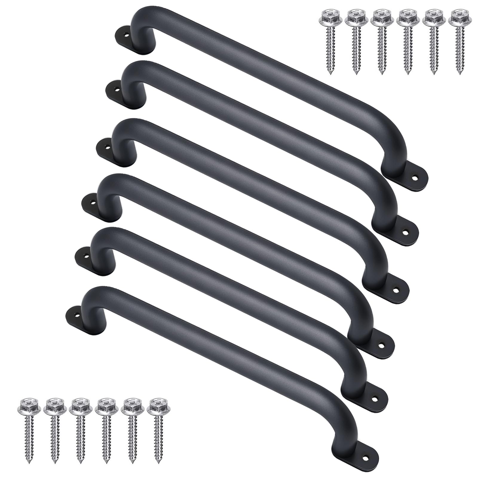 17 Inch Black Metal Playground Accessories Safety Handles Pack of 6- Playset Grab Handles, Swing Sets Hand Grips, Grab Rail Monkey Bar for Playhouse, Treehouse