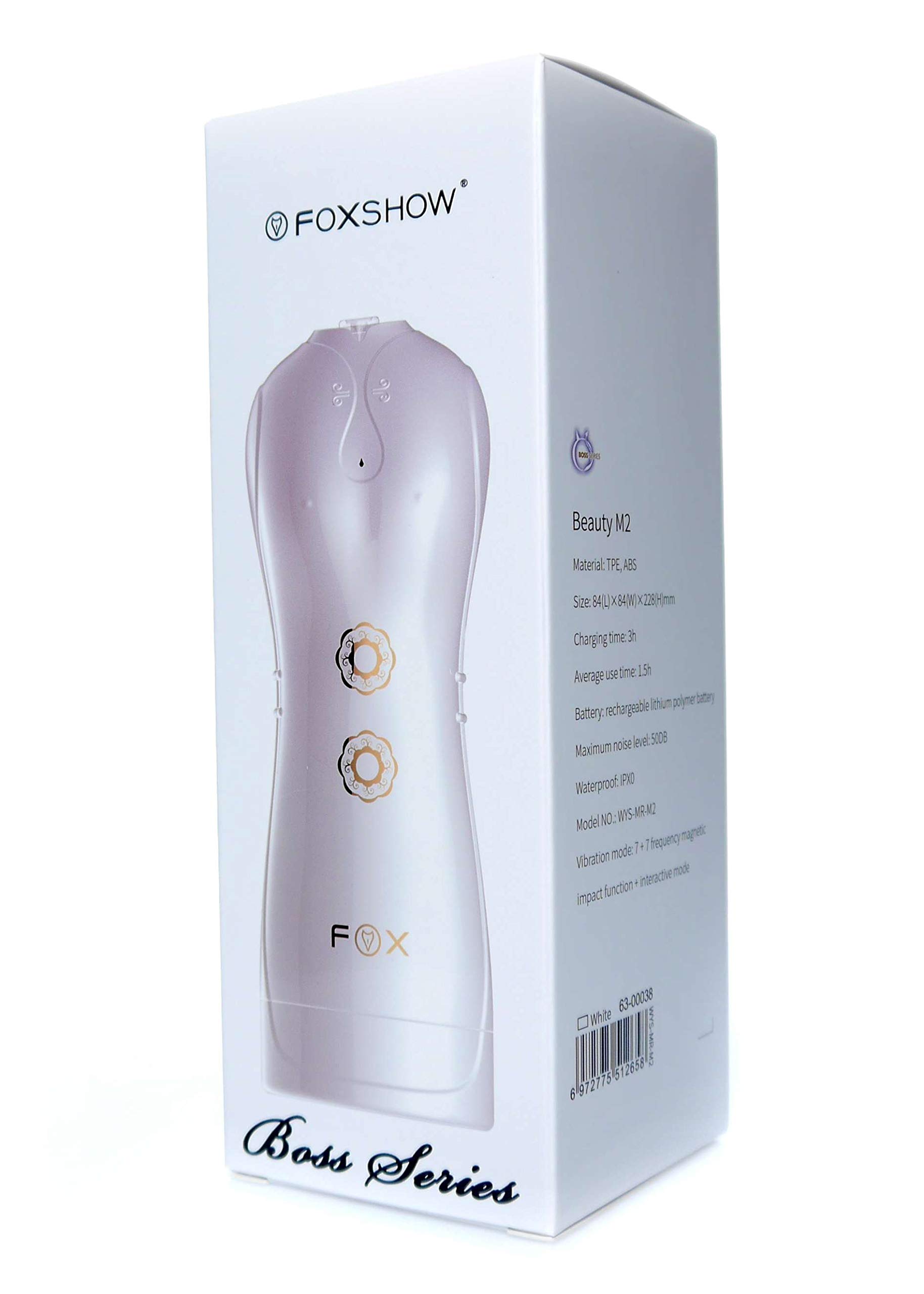 Foxshow 63-00038 - Masturbatore - Vibratore e flash masturbazione - USB - 7 funzioni / modalità talk - bianco