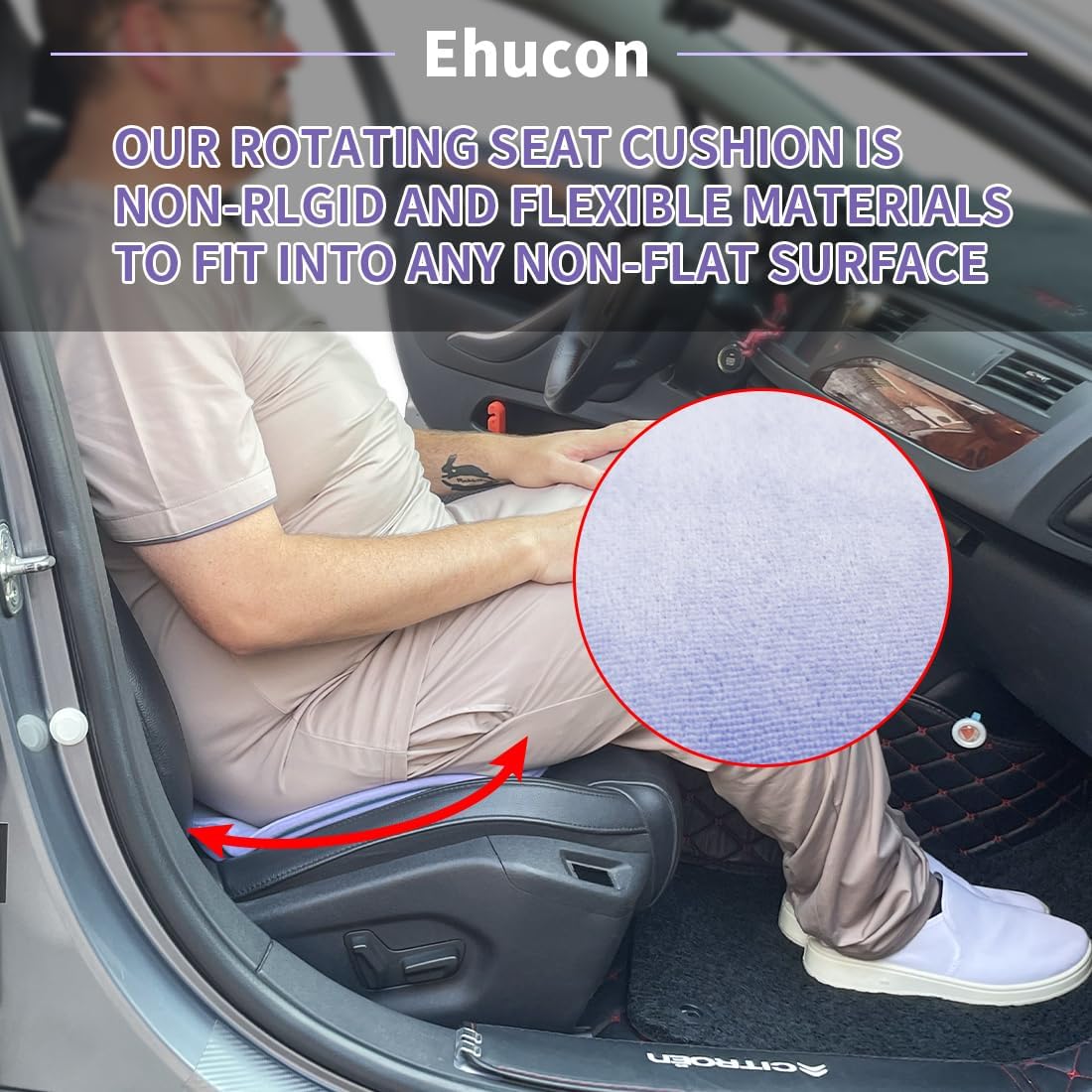 360 Degrees Rotating Seat Cushion for Car,Swivel Transfer Disc for Elderly and Adults Support,(with 1pc Storage Bag) (Purple, 17.71",1pc Seat Cushion+1pc Bag)