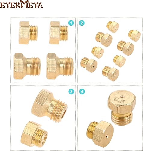 Miniatura 6 de ETERMETA Kit de conversión de boquillas de orificio de gas propano de 20 piezas, boquillas de chorro de latón, kit de orificio de propano para