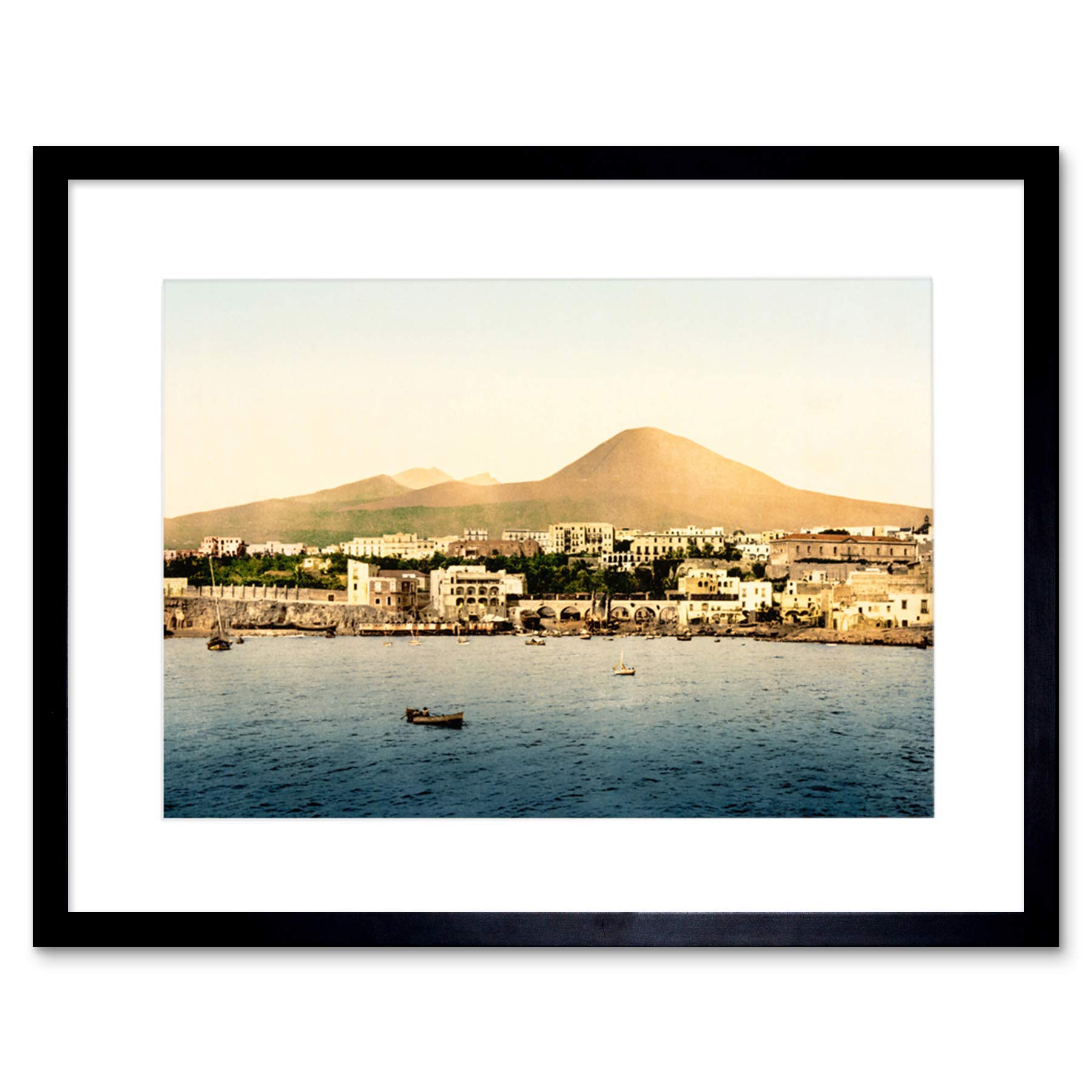 Wee Blue Coo Vintage Photo Mount Vesuvius Torre Del Greco Framed Wall Art Print