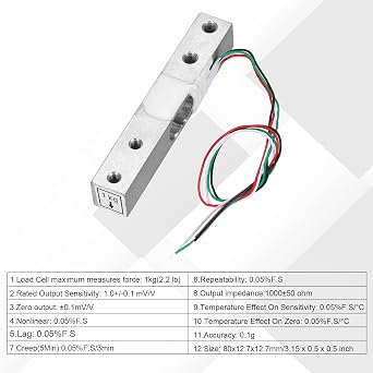 sourcing map 4 Set Digital Load Cell Weight Sensor 1KG + HX711 20x33mm
